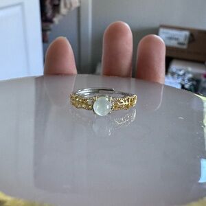 Two color Jade Silver Ring